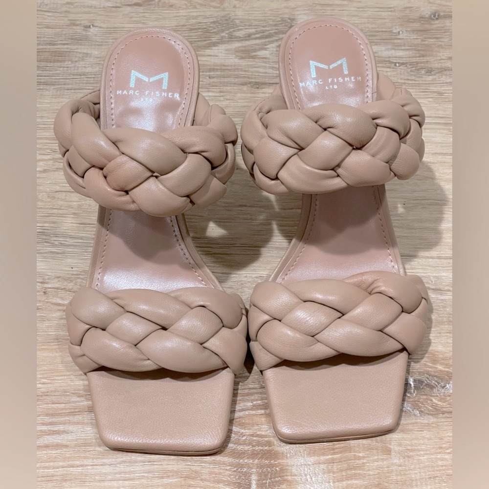NEW Marc Fisher LTD Braided Hammy Heeled Sandal Tan Size 6 - Picture 4 of 8